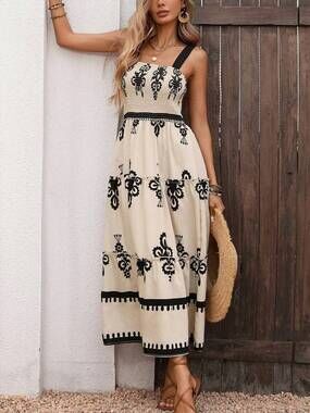 NEW SUHKASANA summer vacation dress in cream multi